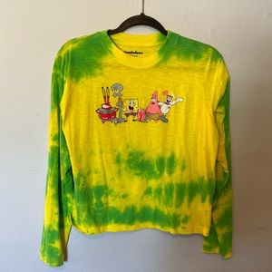 SpongeBob Tie Dye Long Sleeve Graphic Tee